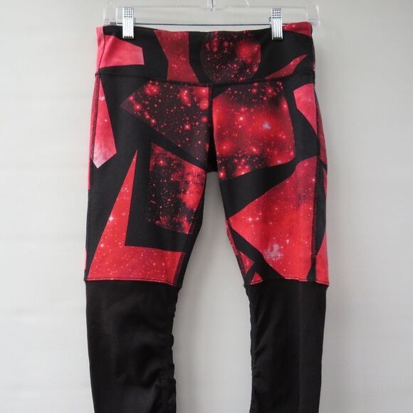 Alo Womens Goddess Black Legging Women's Small Red Geometric Space Pattern - Picture 5 of 14